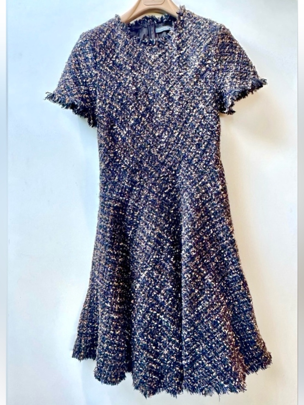 EUC Alexander McQueen Pre-AW18 Fringed-Edge Tweed dress